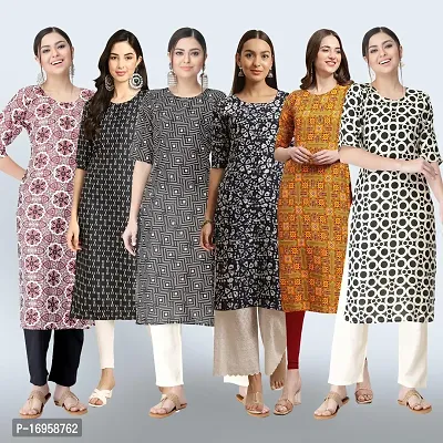 Women Stylish Crepe Printed Straight Kurta Combo