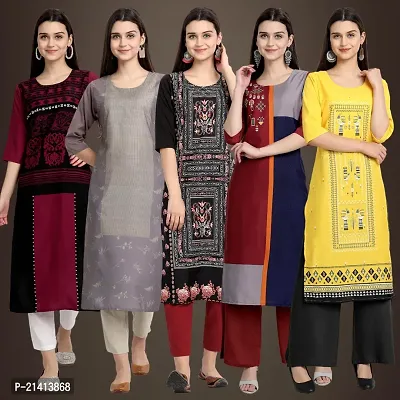 Fancy Crepe Kurtis For Women Pack Of 5-thumb0