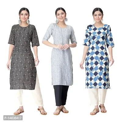 New Crepe Combo Printed Kurtis For Women Pack Of 3