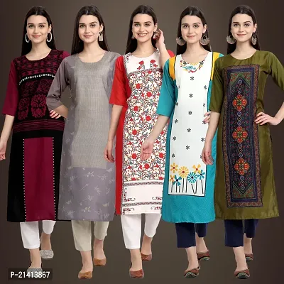 Fancy Crepe Kurtis For Women Pack Of 5-thumb0