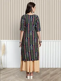 Stylish Multicoloured Crepe A-Line Printed Stitched Kurti For Women-thumb2