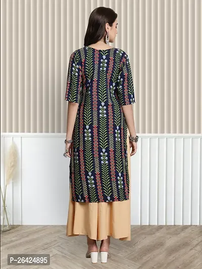 Stylish Multicoloured Crepe A-Line Printed Stitched Kurti For Women-thumb3