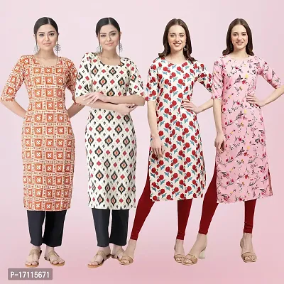 Women Stylish Crepe Printed Straight Kurta