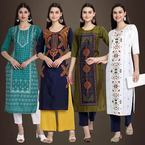 Stylish Fancy Crepe Kurtis Pack Of 4