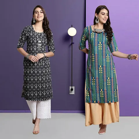 Fancy Rayon Kurtis For Women Pack Of 2