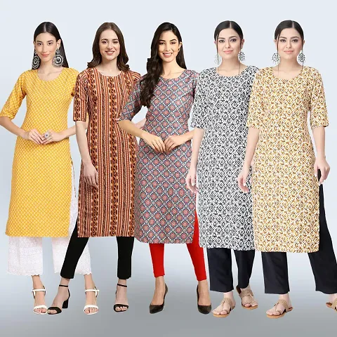 Women Stylish Crepe Straight Kurta Combo