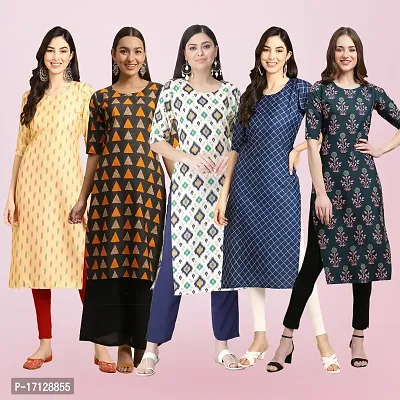 Women Stylish Crepe Printed Straight Kurta-thumb0