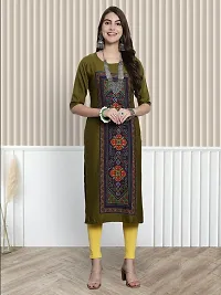 Stylish Multicoloured Crepe A-Line Printed Stitched Kurti For Women-thumb1