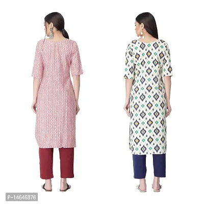 Attarctive Crepe Printed Straight Kurti Combo For Women Pack Of 2-thumb2