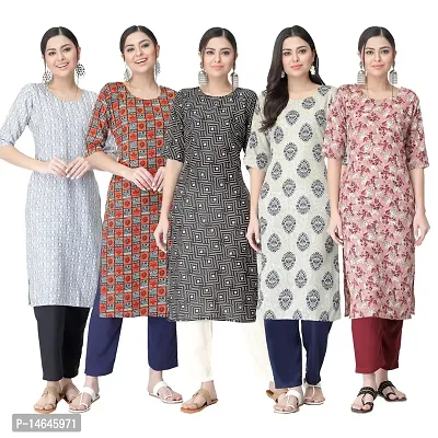 New Crepe Printed Kurtis Combo For Women Pack Of 5