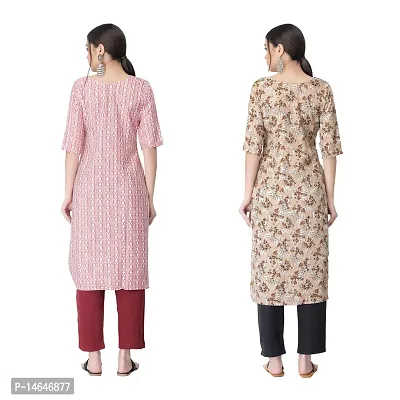 Attarctive Crepe Printed Straight Kurti Combo For Women Pack Of 2-thumb2