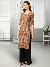 Stylish Beige Crepe Stitched Kurta For Women-thumb1