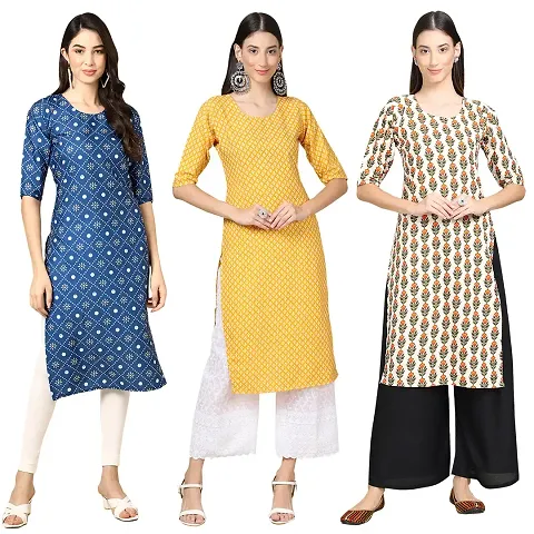 Stylish Crepe Stitched Kurta For Women Pack of 3