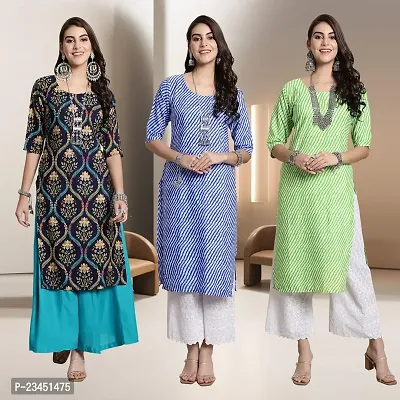 Fancy Rayon Kurtis For Women Pack Of 3-thumb0