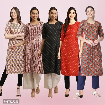 Women Stylish Crepe Printed Straight Kurta-thumb0