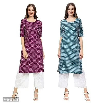 Stylish Digital Printed Women Crepe Kurta-Pack of 2