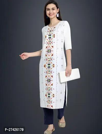 Stylish White Crepe Stitched Kurta For Women