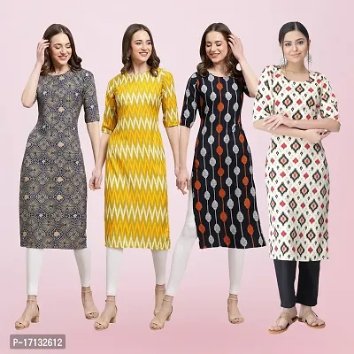 Women Stylish Crepe Printed Straight Kurta