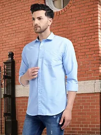 Reliable Blue Cotton Solid Long Sleeves Formal Shirt For Men-thumb1