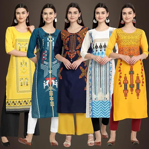 Fancy Crepe Kurtis For Women Pack Of 5