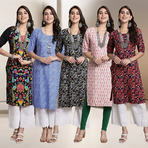 Fancy Crepe Kurtis For Women Pack Of 5