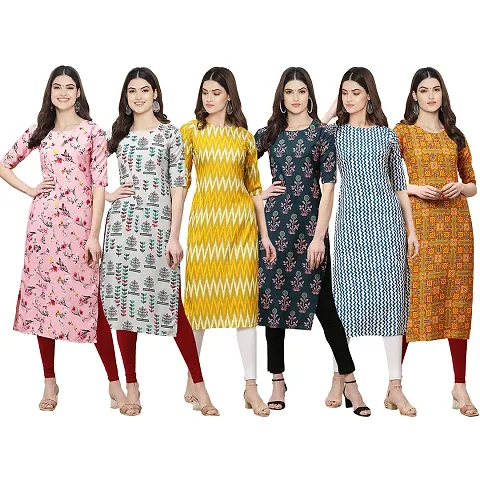 Stylish Crepe Printed Kurti - Pack of 6