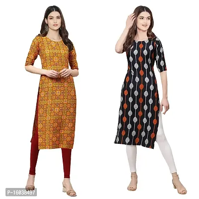 Stylish Digital Printed Women Crepe Kurta- Pack of 2