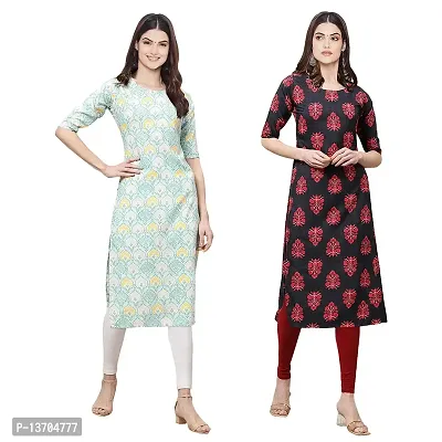 Stylish Crepe Digital Printed Kurta For Women- Pack Of 2