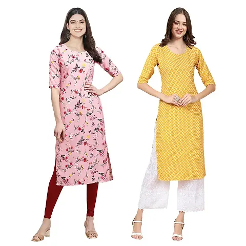 Stylish Digital Woman Crepe Kurtis Pack of 2