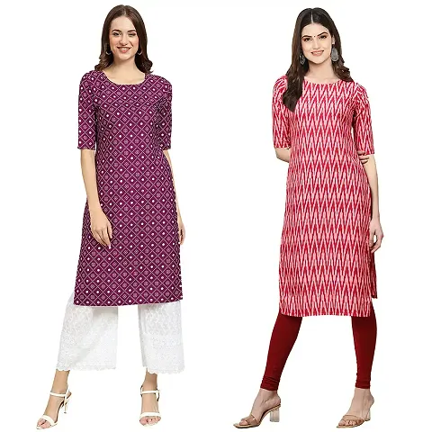 Stylish Digital Woman Crepe Kurtis Pack of 2