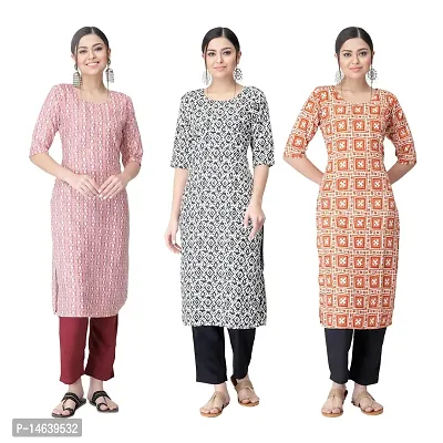 New Crepe Combo Printed Kurtis For Women Pack Of 3-thumb0