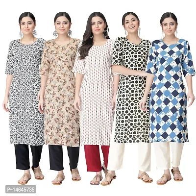 New Crepe Printed Kurtis Combo For Women Pack Of 5-thumb0