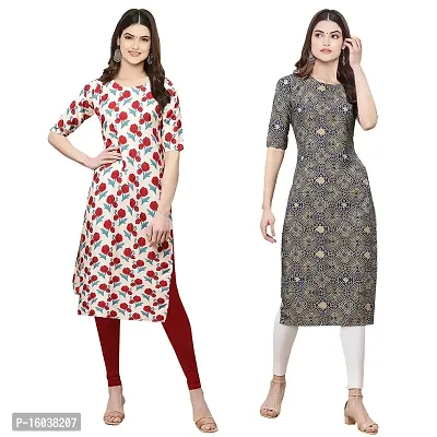 Stylish Digital Printed Women Crepe Kurta- Pack of 2-thumb0