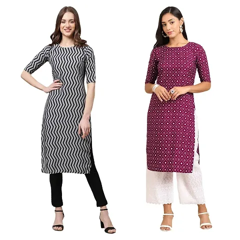 Stylish Crepe Printed Kurti - Pack of 2