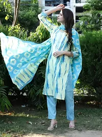 Stylish Yellow Cotton Printed Kurta Bottom and Dupatta Set For Women-thumb2