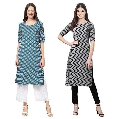 Stylish Crepe Straight Kurta For Women- Pack Of 2