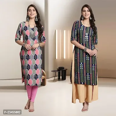 Fancy Rayon Kurtis For Women Pack Of 2-thumb0