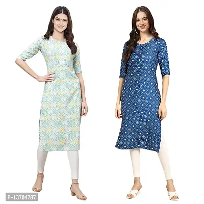 Stylish Crepe Digital Printed Kurta For Women- Pack Of 2