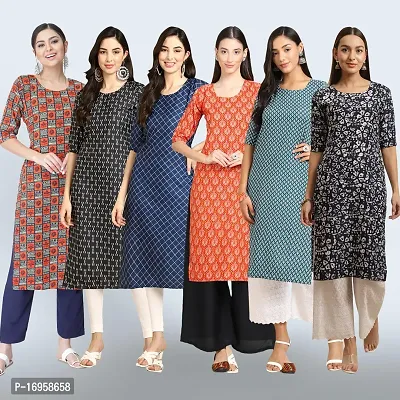 Women Stylish Crepe Printed Straight Kurta Combo