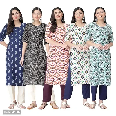 New Crepe Printed Kurtis Combo For Women Pack Of 5-thumb0