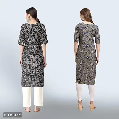 Women Stylish Crepe Ethnic Motif Casual Straight Kurta-thumb2