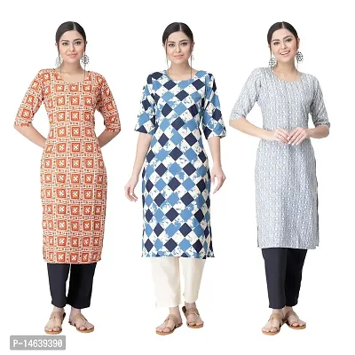 New Crepe Combo Printed Kurtis For Women Pack Of 3