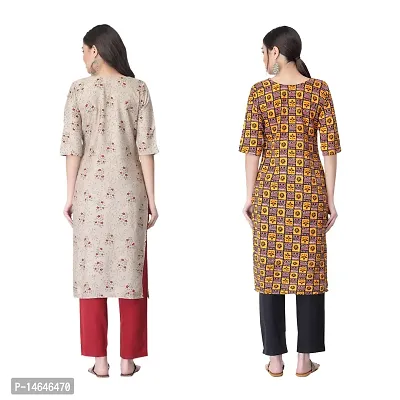 Attarctive Crepe Printed Straight Kurti Combo For Women Pack Of 2-thumb2