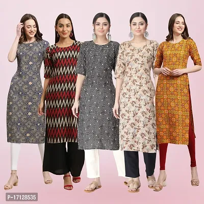 Women Stylish Crepe Printed Straight Kurta