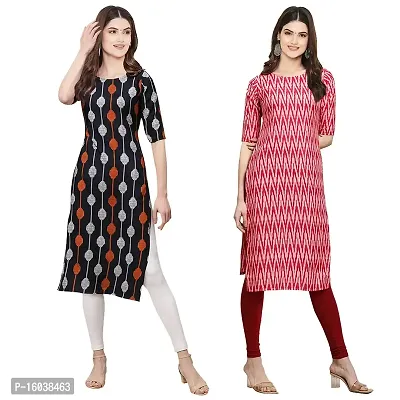 Stylish Digital Printed Women Crepe Kurta- Pack of 2