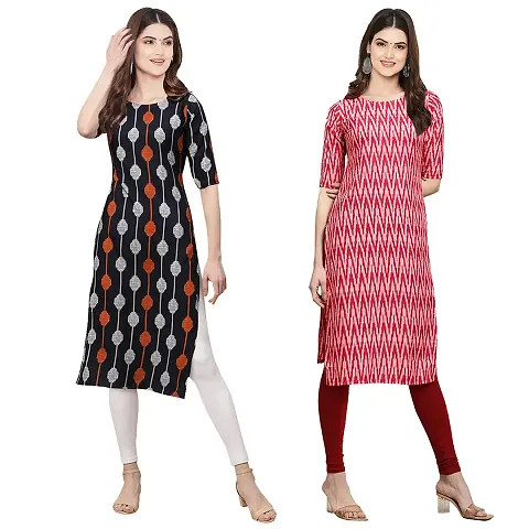 Stylish Crepe Digital Kurta For Women- Pack Of 2