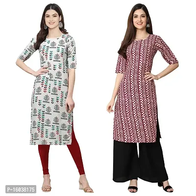 Stylish Digital Printed Women Crepe Kurta- Pack of 2