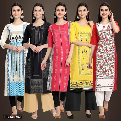 Fancy Crepe Kurtis For Women Pack Of 5-thumb0