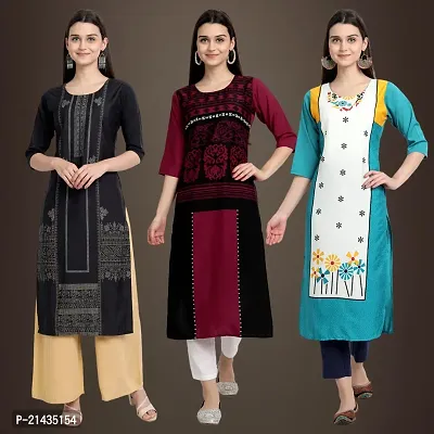 Fancy Crepe Kurtis for Women Pack Of 3-thumb0