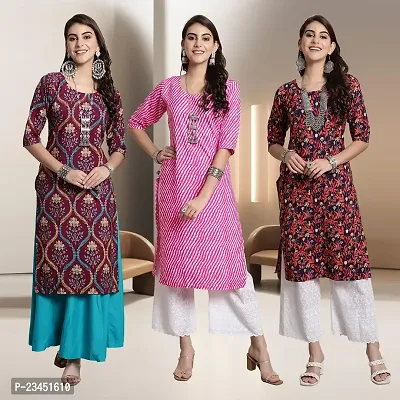 Fancy Rayon Kurtis For Women Pack Of 3-thumb0